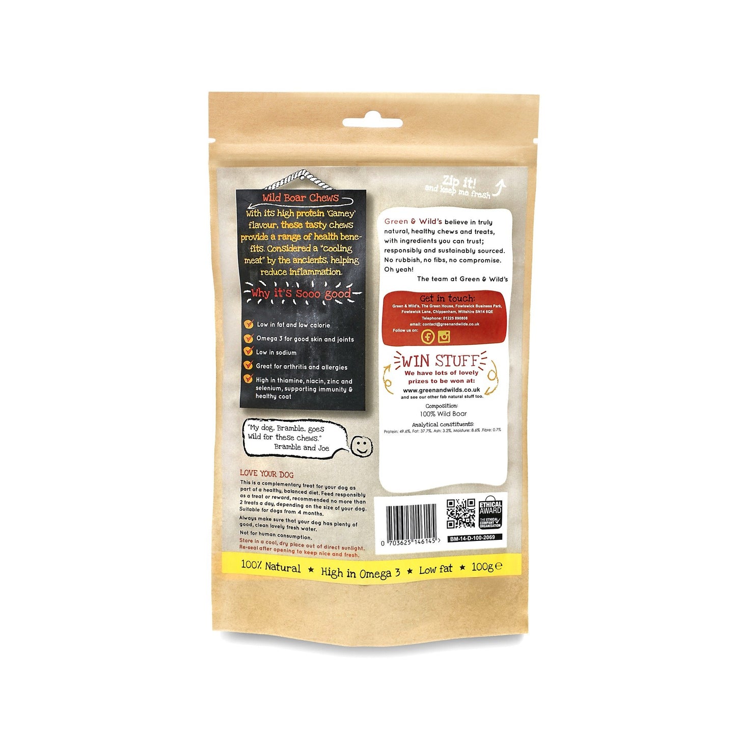 Wild Boar Chews 100g