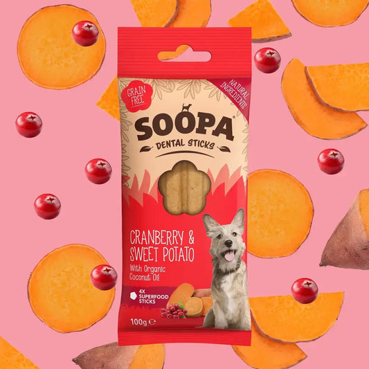 Cranberry & Sweet Potato Dog Dental Sticks: Single Pack