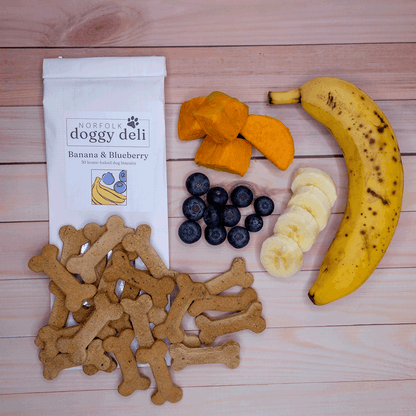 Banana and Blueberry Dog Biscuits