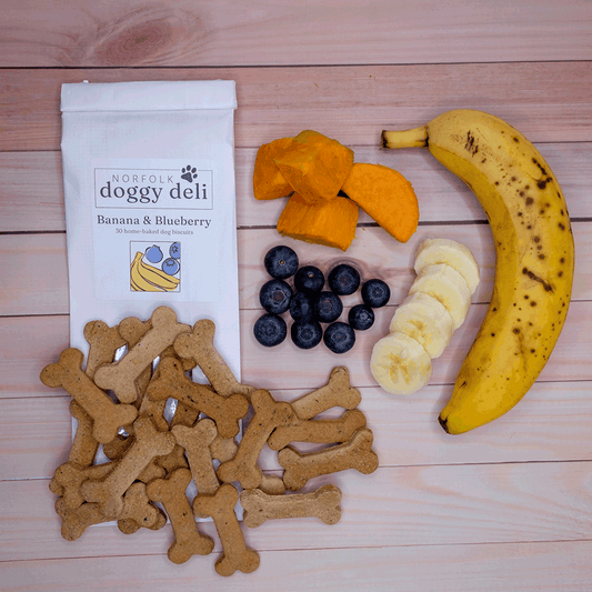 Banana and Blueberry Dog Biscuits