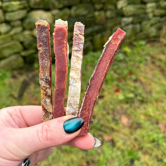 Tuna strips with cod skin