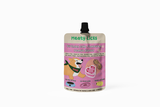 Birthday Cake Flavoured Peanut Butter Pouch for dogs 113g4oz